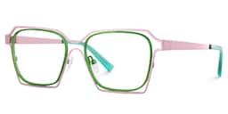 Foday Geometric Pink Green Glasses2
