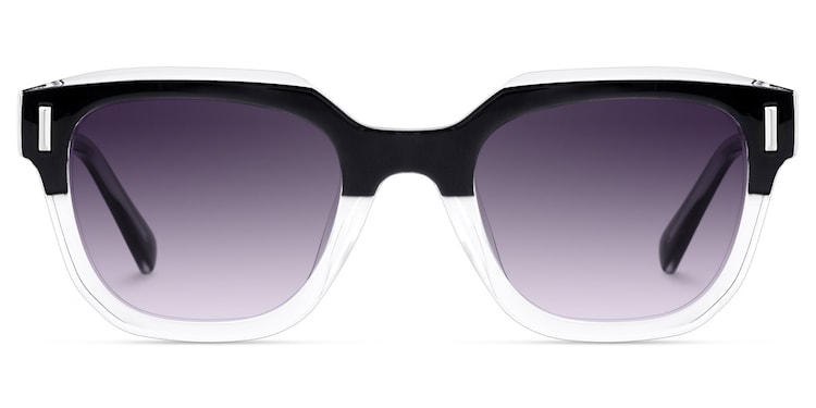 Nia Square Black Crystal Sunglasses