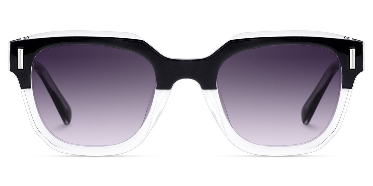 Nia Square Black Crystal Sunglasses