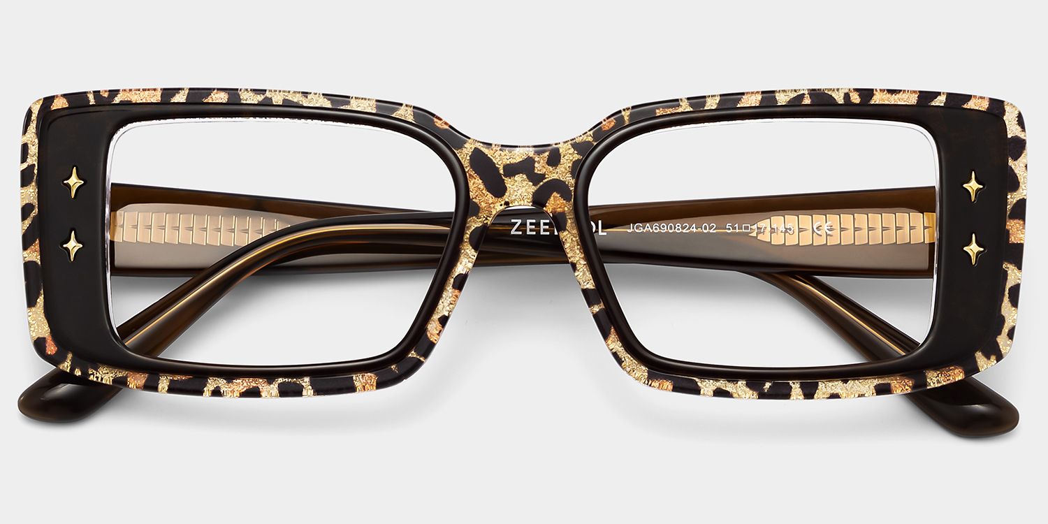 Women's Rectangle Eyeglasses Frames With Leopard Color2