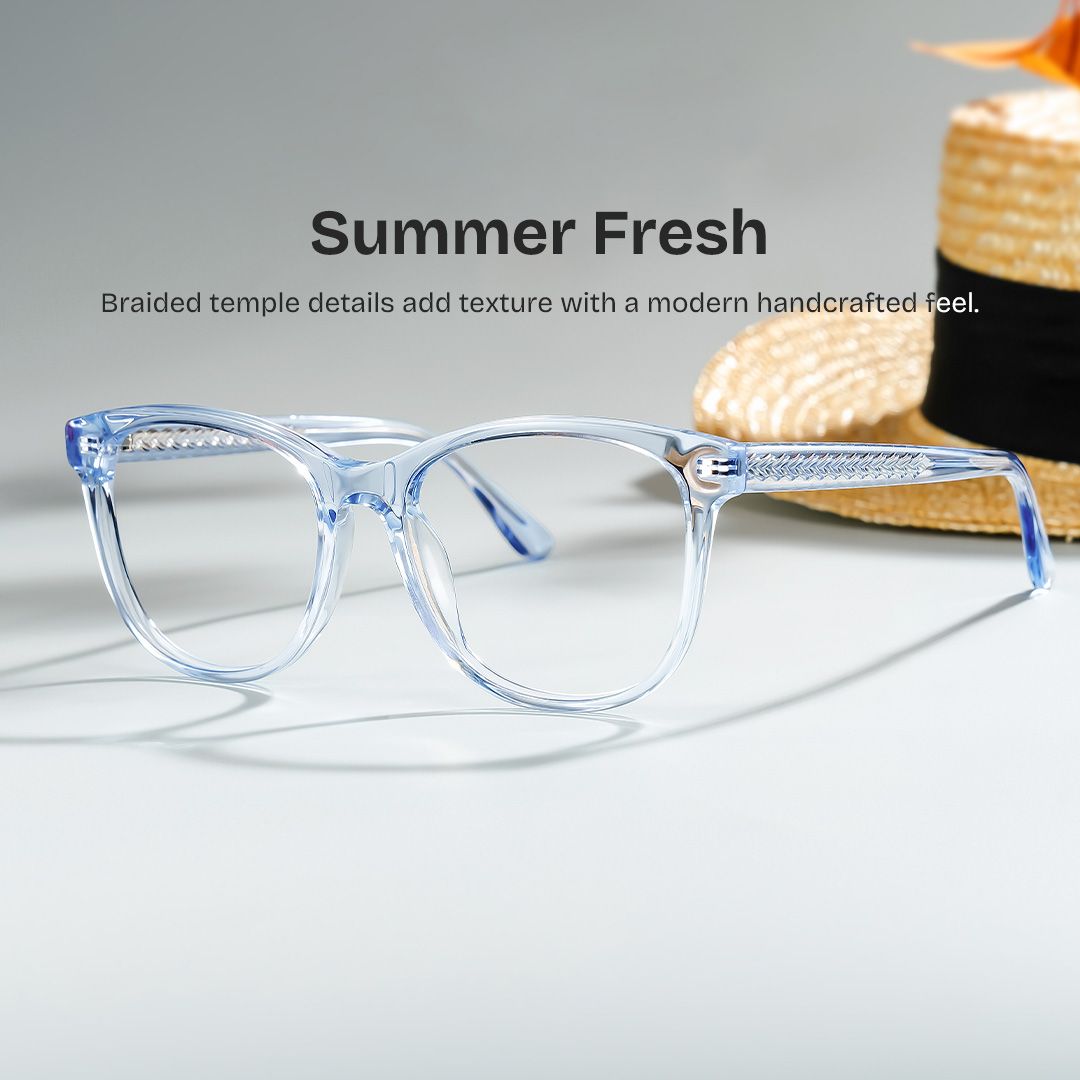 Julia Clear Blue Rectangle Glasses Frames for Sale | ZEE...0