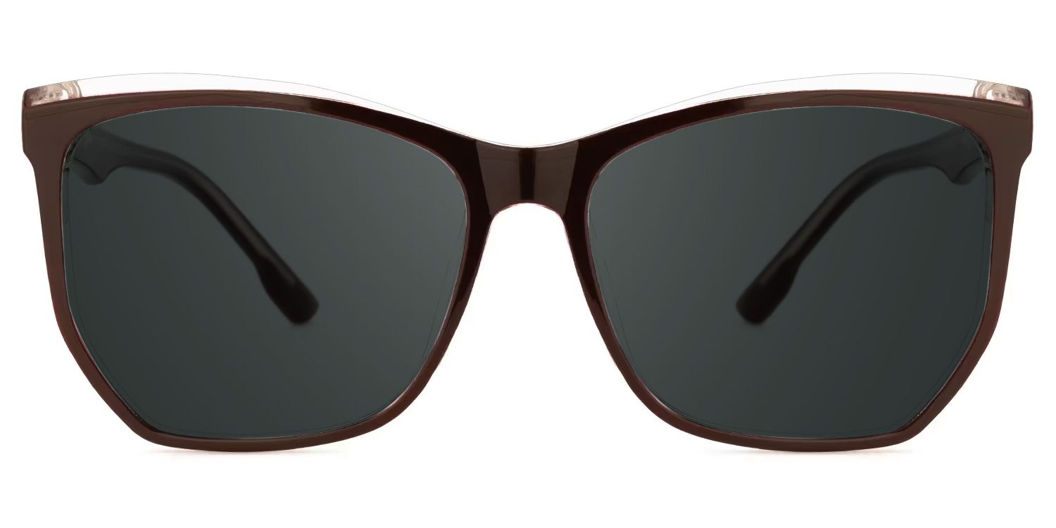 Libby Plastic Coffee Geometric Frame Sunglasses | ZEELOOL0