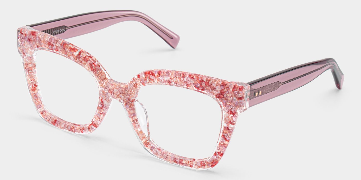 Renata Square Pink Glitter Glasses Frames for Women | ZEELOOL5