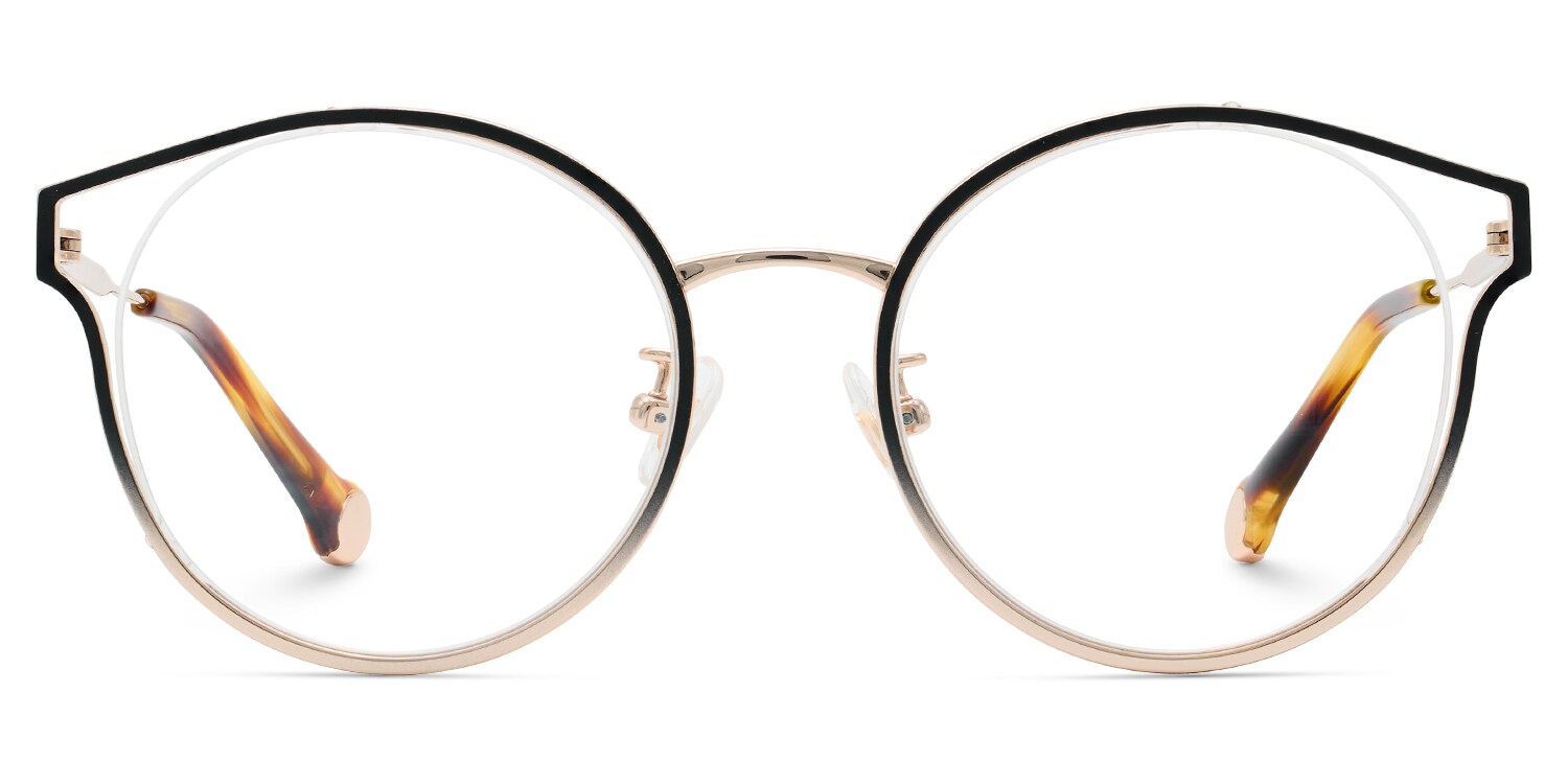 Semi Circle Glasses With Black Gradient Gold0