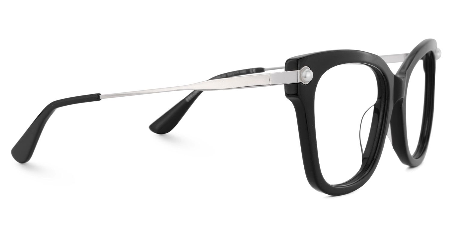 Square Black Glasses With Pearl4