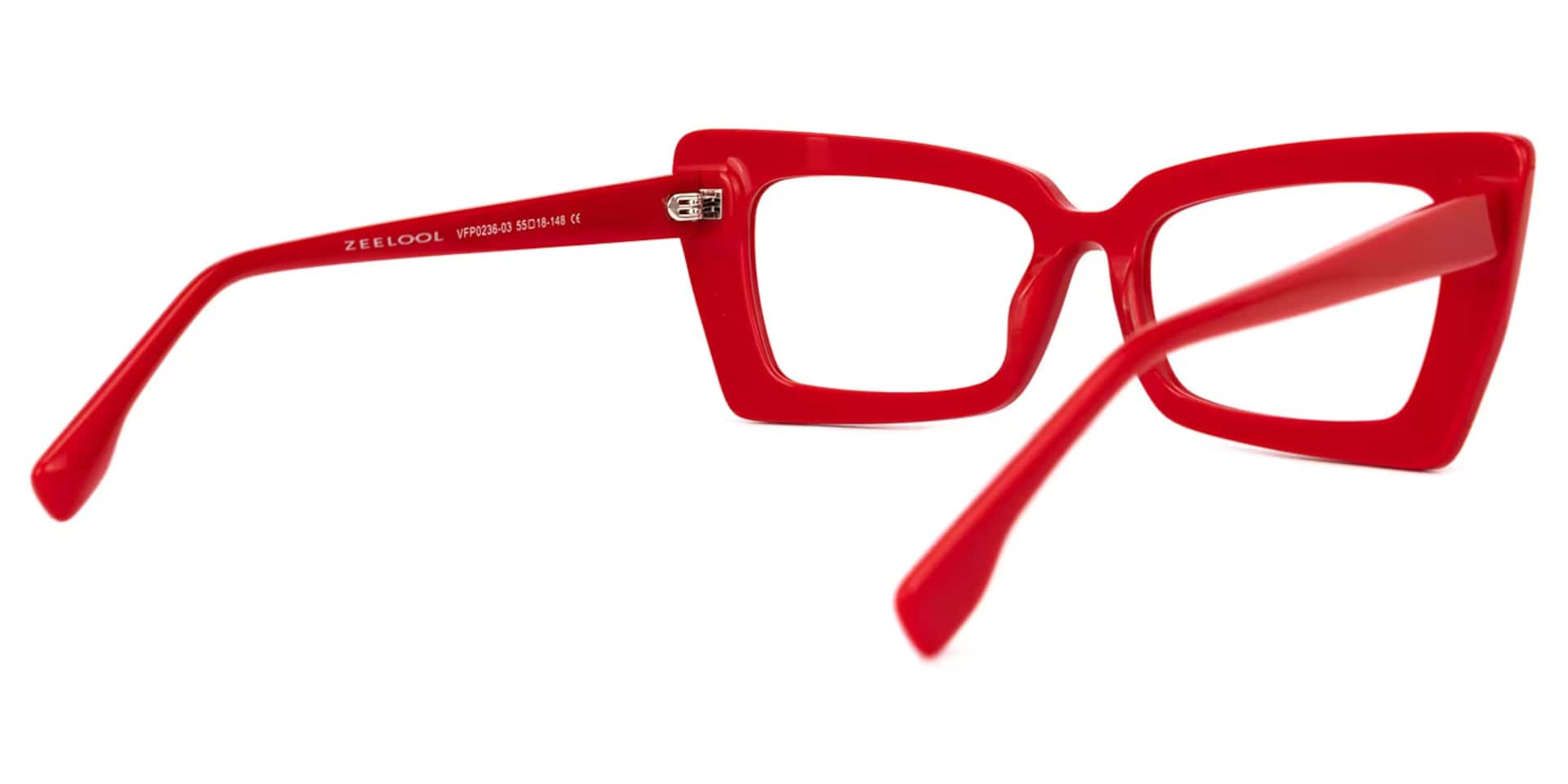 Newell Bright Red Rectangle Large Frame Glasses | Zeelool3