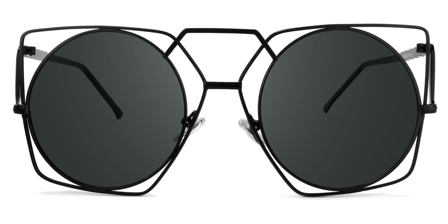 Evette Geometric Black Sunglasses for Women & Men | ZEELOOL0