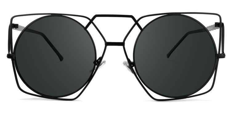 Evette Black Geometric Sunglasses