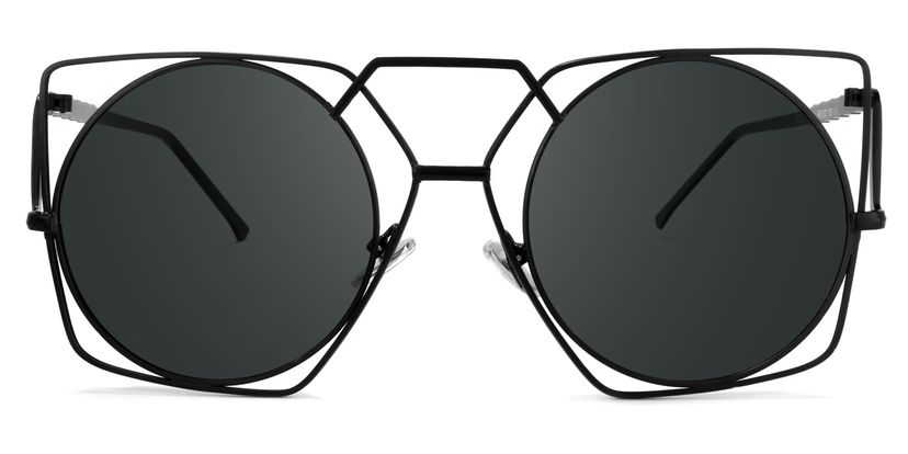 Evette Black Geometric Sunglasses