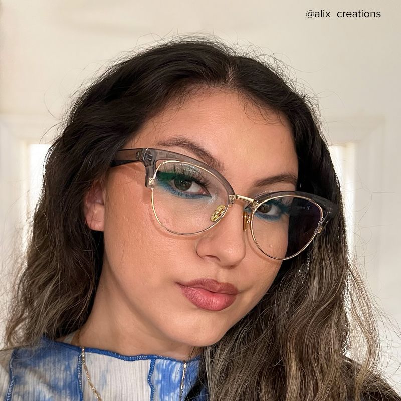 Charlene Browline Gray Eyeglasses and Cateye Frames6
