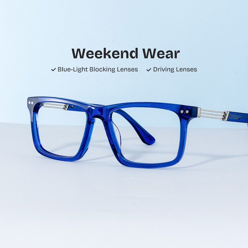 Emerson Rectangle Blue Glasses