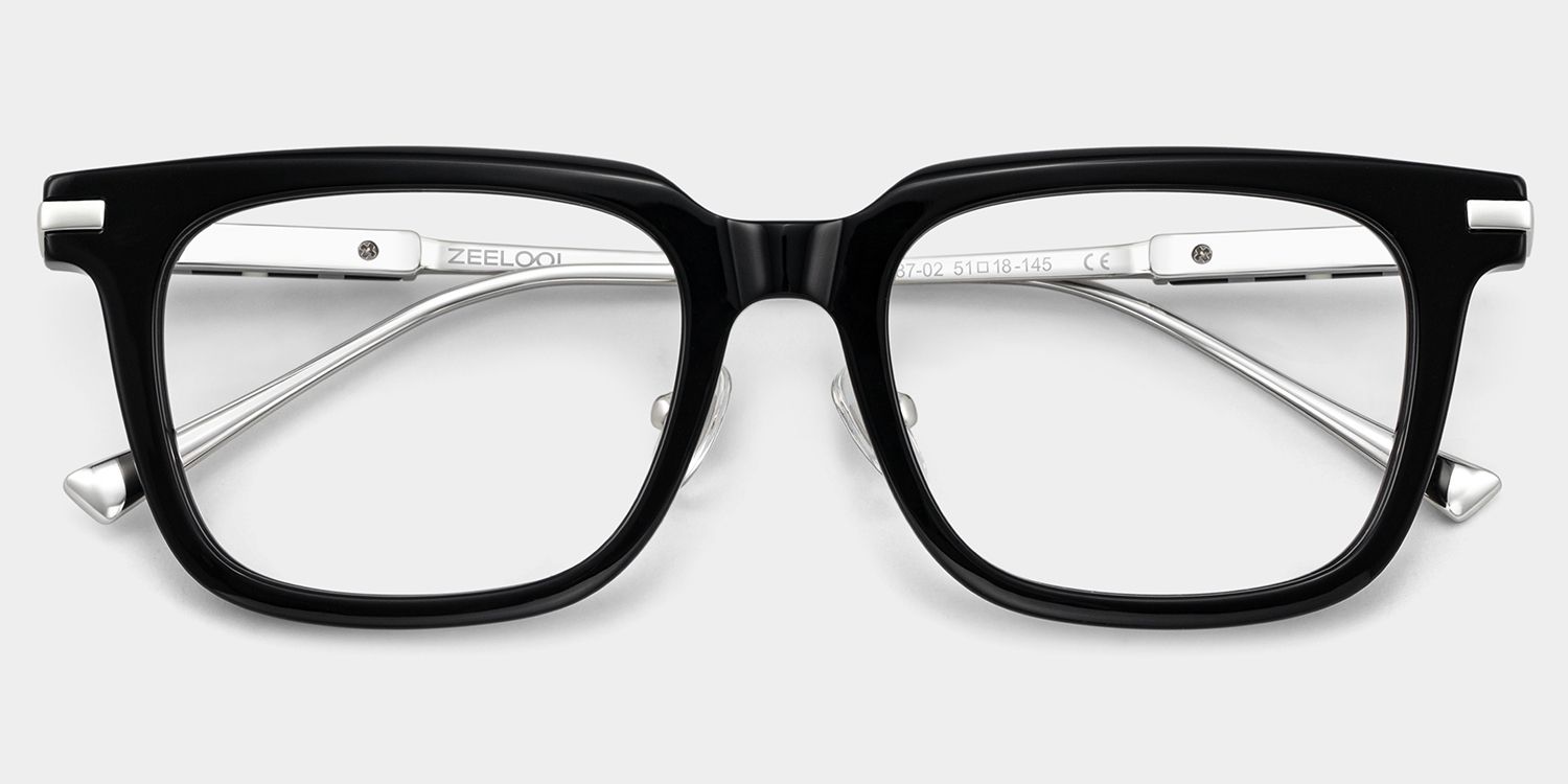 Rayne Black Square Thin Frame Glasses for Men | ZEELOOL2