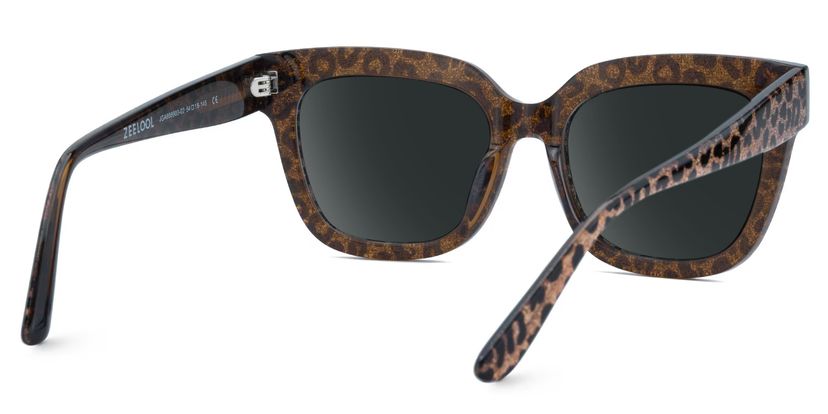 Designer Brown Leopard Square Prescription Sunglasses display picture 1