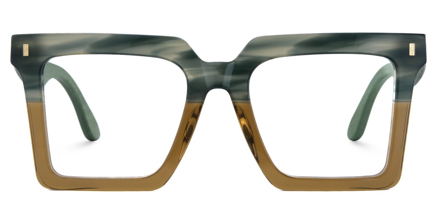 Retro Square Frame Glasses With Wood Temples1