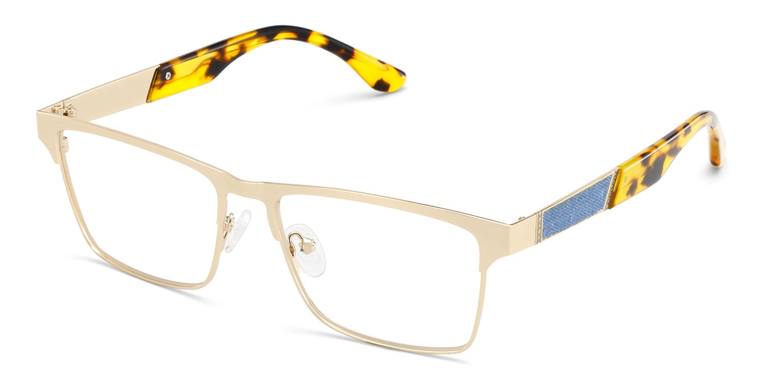 Jasper Eyeglasses in Browline Gold Frame | Zeelool3