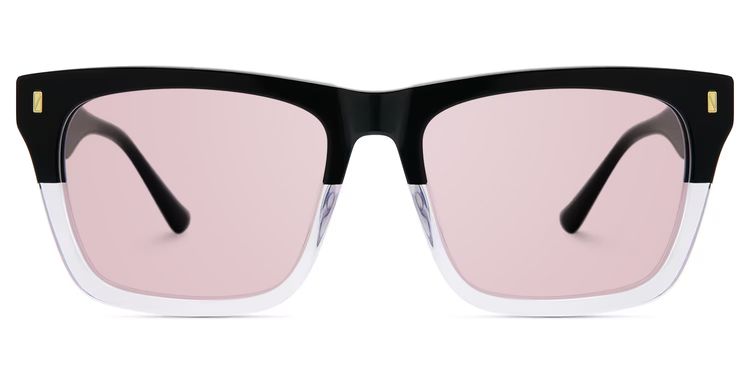 Brookins Black Clear Rectangle Sunglasses