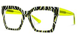 Morreen Square Neon Green Zebra Glasses1