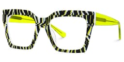 Morreen Square Neon Green Zebra Glasses1