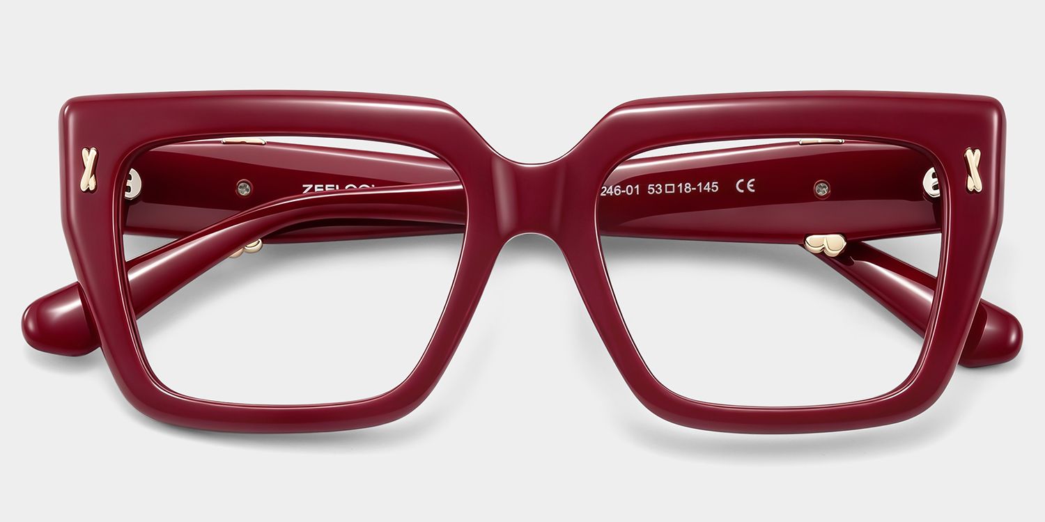 Ophelia Red Square Glasses | ZEELOOL2