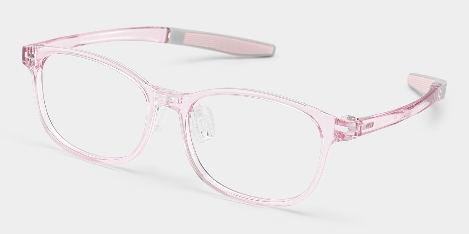 Cody Rectangle Clear Pink Glasses2