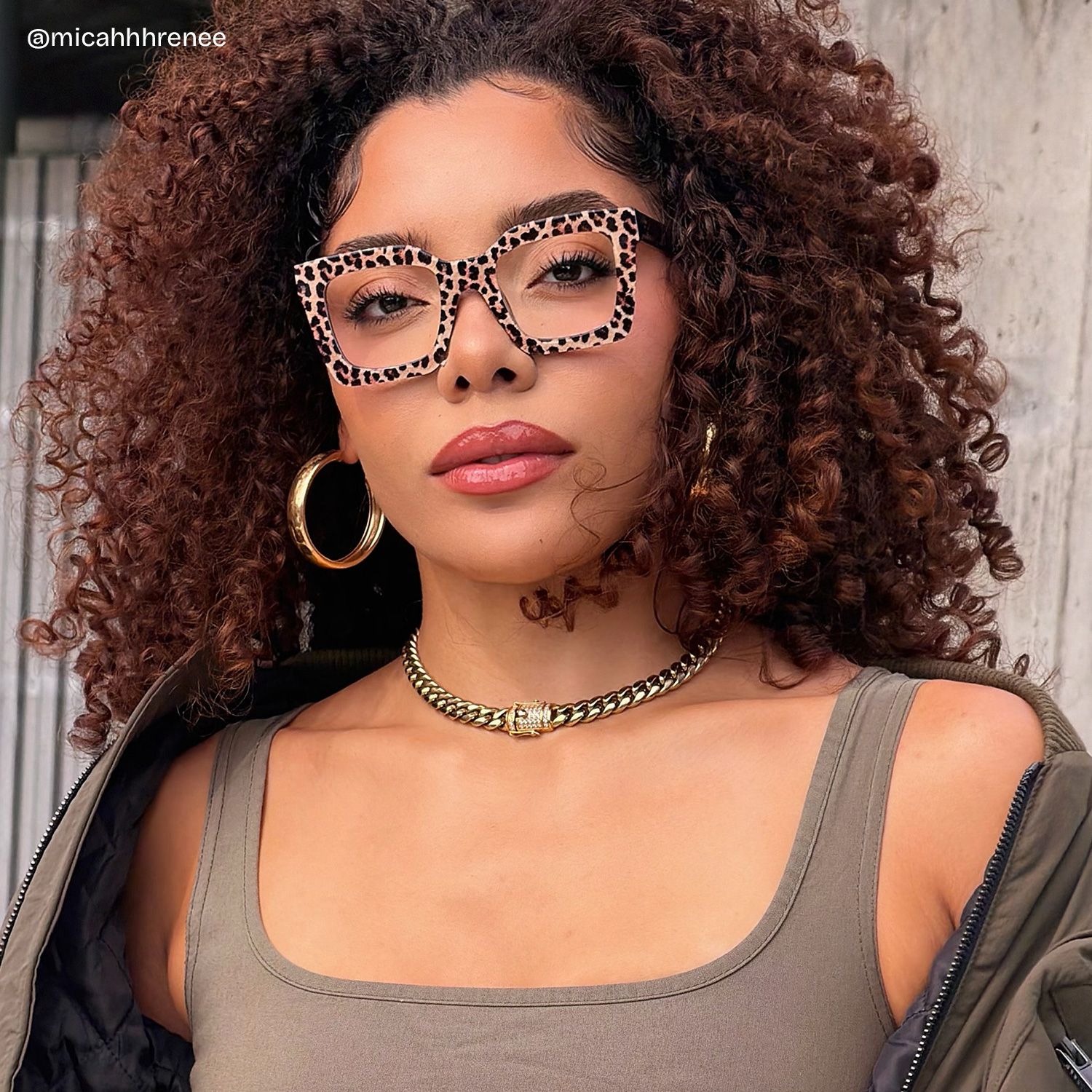 Megan Leopard print Square Frame Glasses for Women | ZEELOOL7