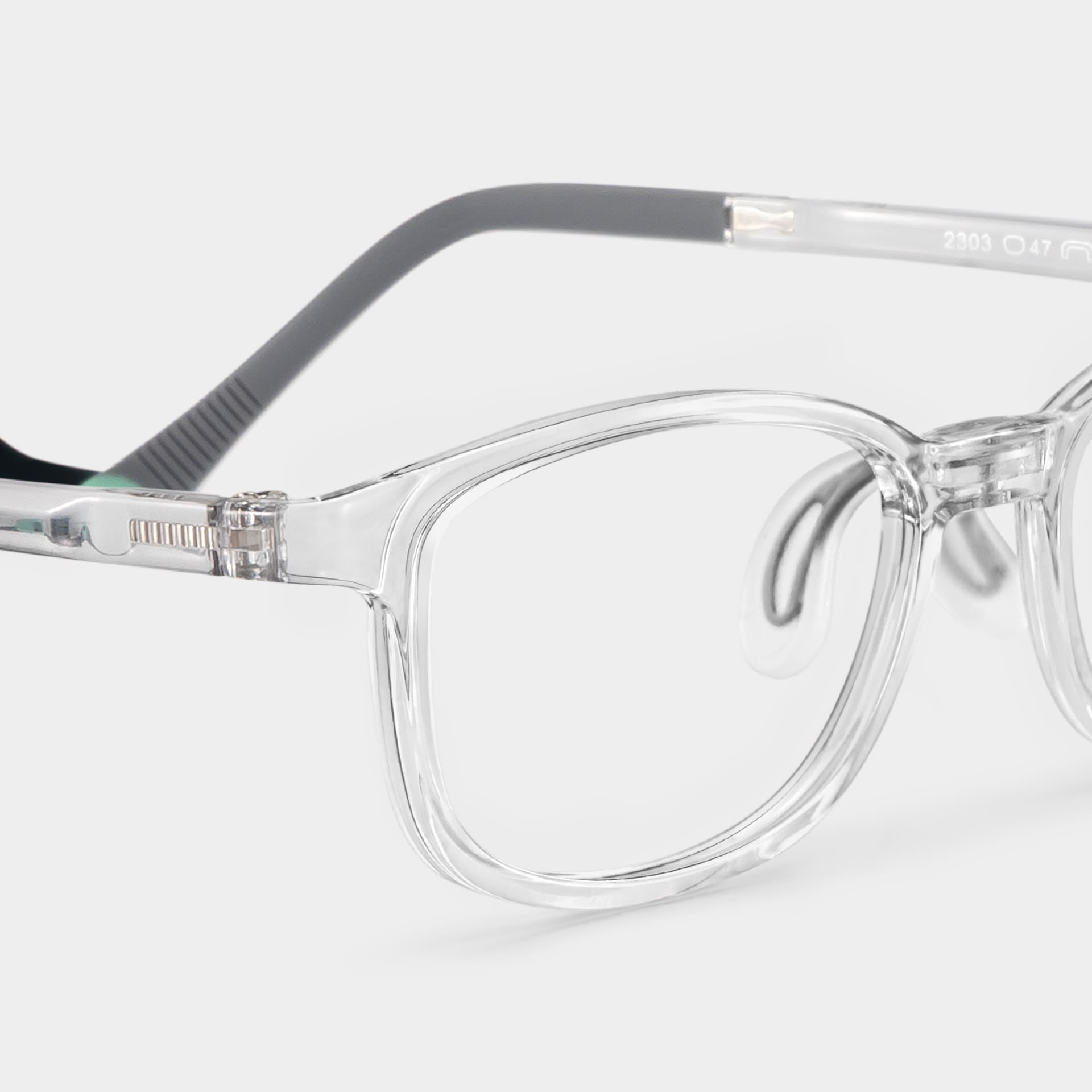 Luca Rectangle Crystal Gray Frame Eyeglasses for Pre-tweens4
