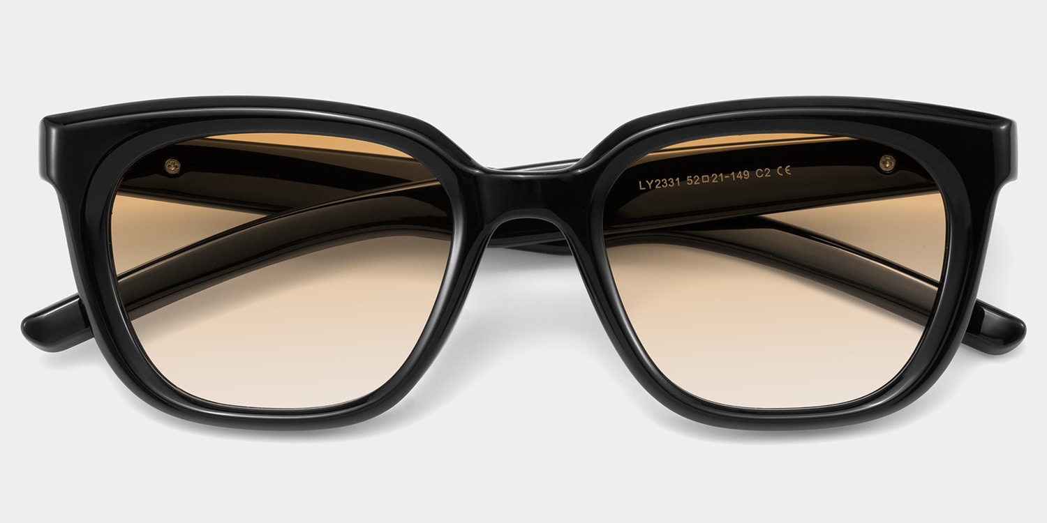 Lyric Rectangle Black Polarized Sunglasses2