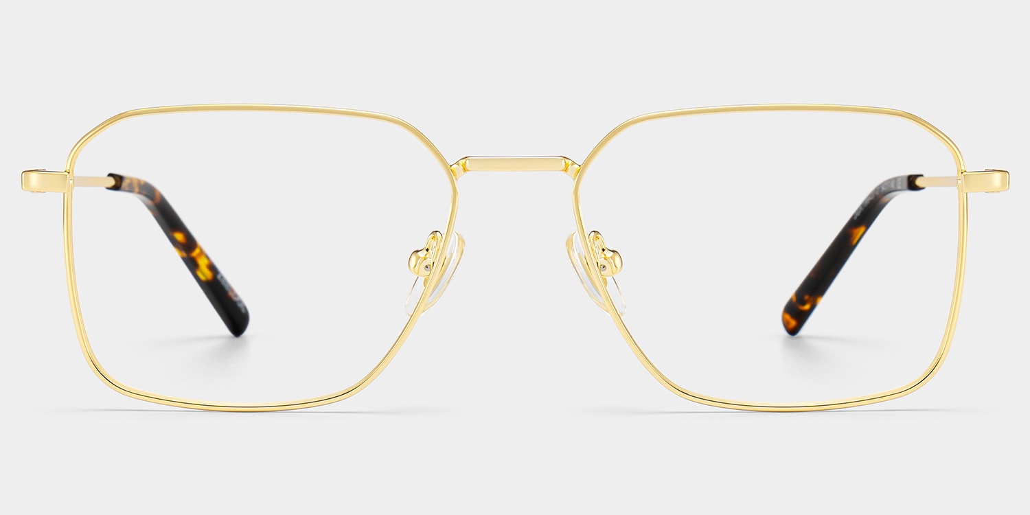 Leah Rectangle Gold Glasses