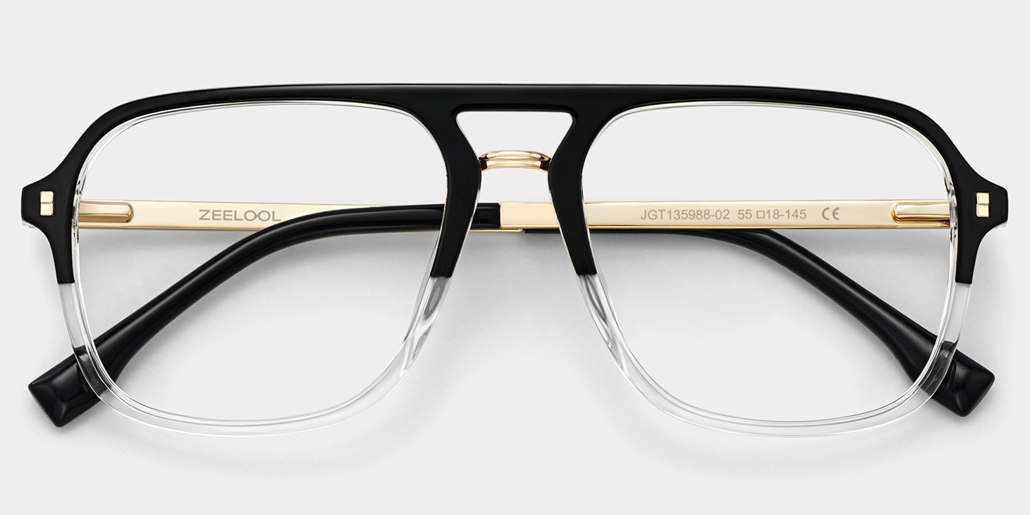 Aviator Kilworth Black-Clear Glasses deals -Zeelool Glasses