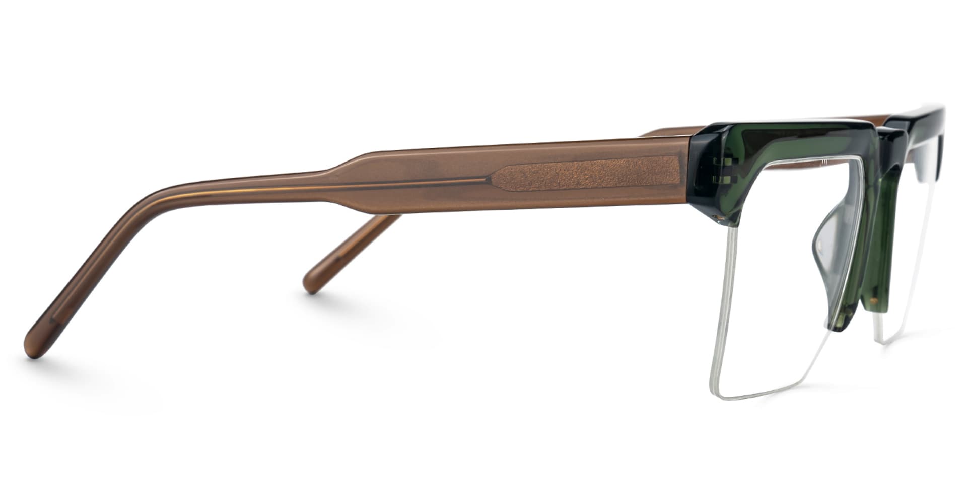 Myles Designer Eyeglasses in Browline Green Frame2