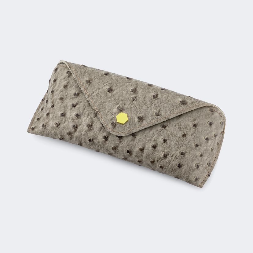 Ostrich Pattern Khaki Eyeglasses Bag