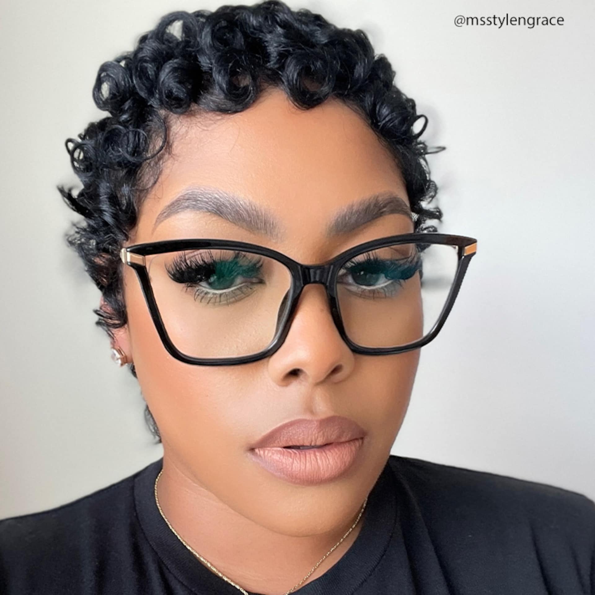 Stephens Cateye with Black Glasses Oversized Frames | Zeelool6