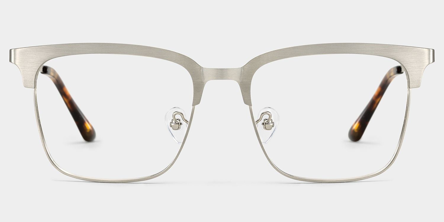 Cleo Silver Frame Glasses with Browline Frame Online | ZEELOOL1