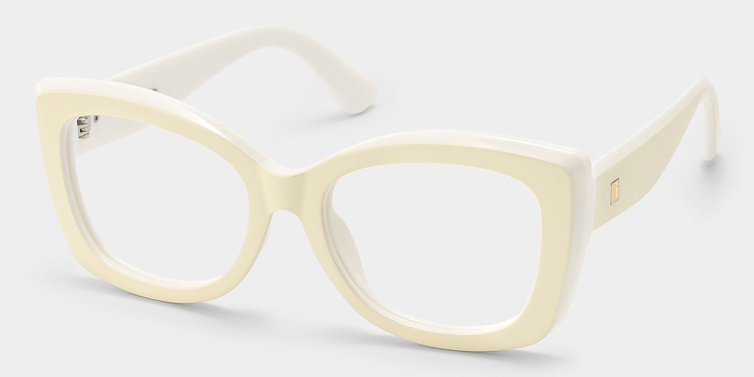 Rosie Cream Thick White Butterfly Frame Glasses | ZEELOOL2