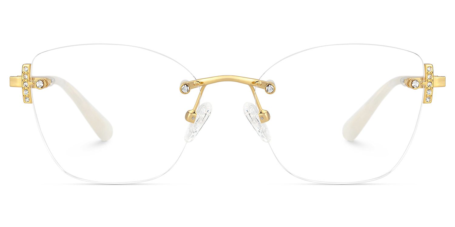 Gold Rectangle Jaxon Glasses with Rimless | Zeelool0