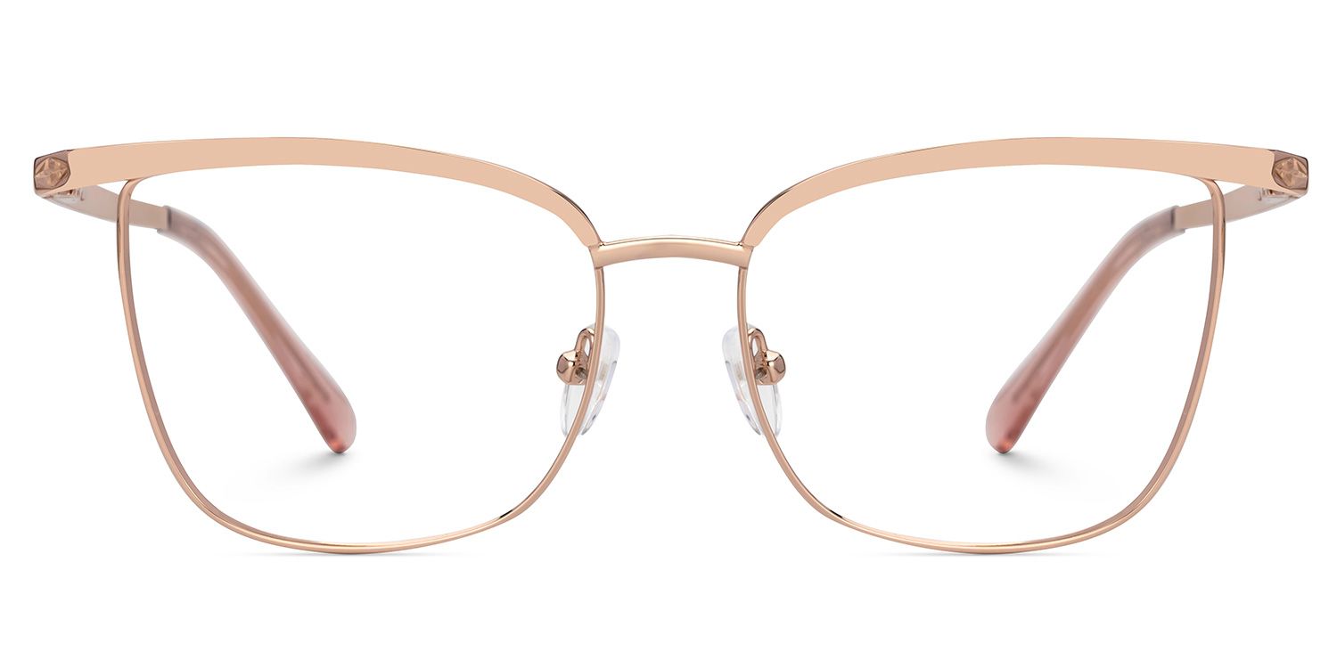 Beaty Metal Square Rose-Gold Frame Glasses | ZEELOOL Canada0