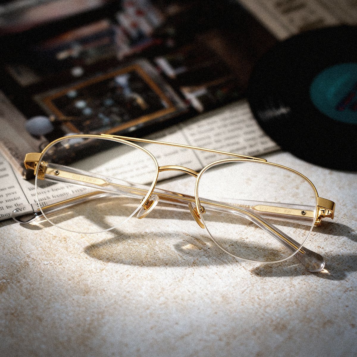 Emily Light Gold Frame Glasses with Aviator Frame Online | ZEELOOL0