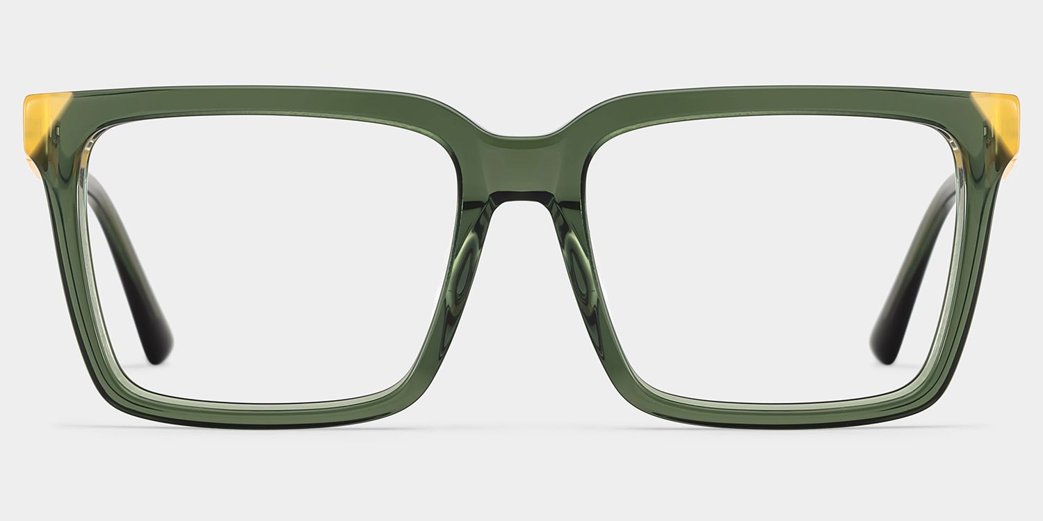 Rectangle Green Eyeglasses- Troy Acetate Frame Glasses1