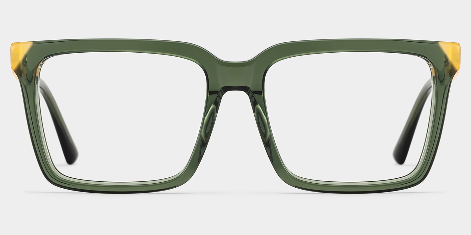 Troy Rectangle Green Glasses