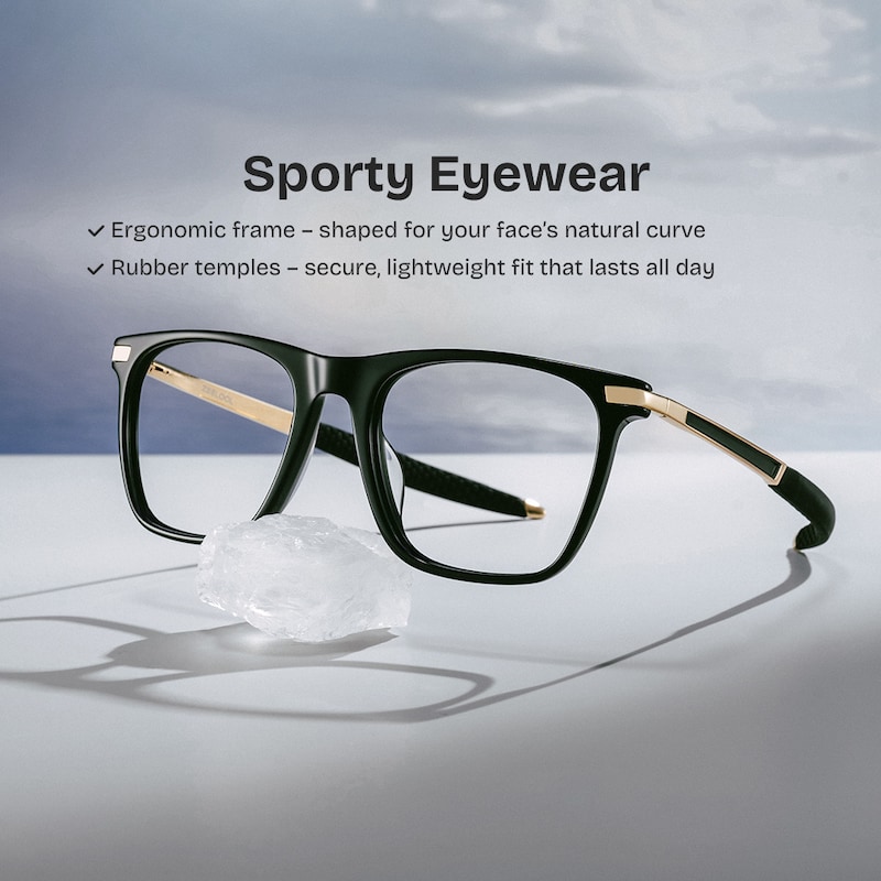 ZEELOOL Stable Rectangle Black Glasses
