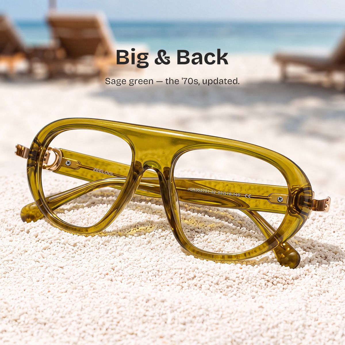 Aveline Green Thin Aviator Full Frame Glasses | ZEELOOL