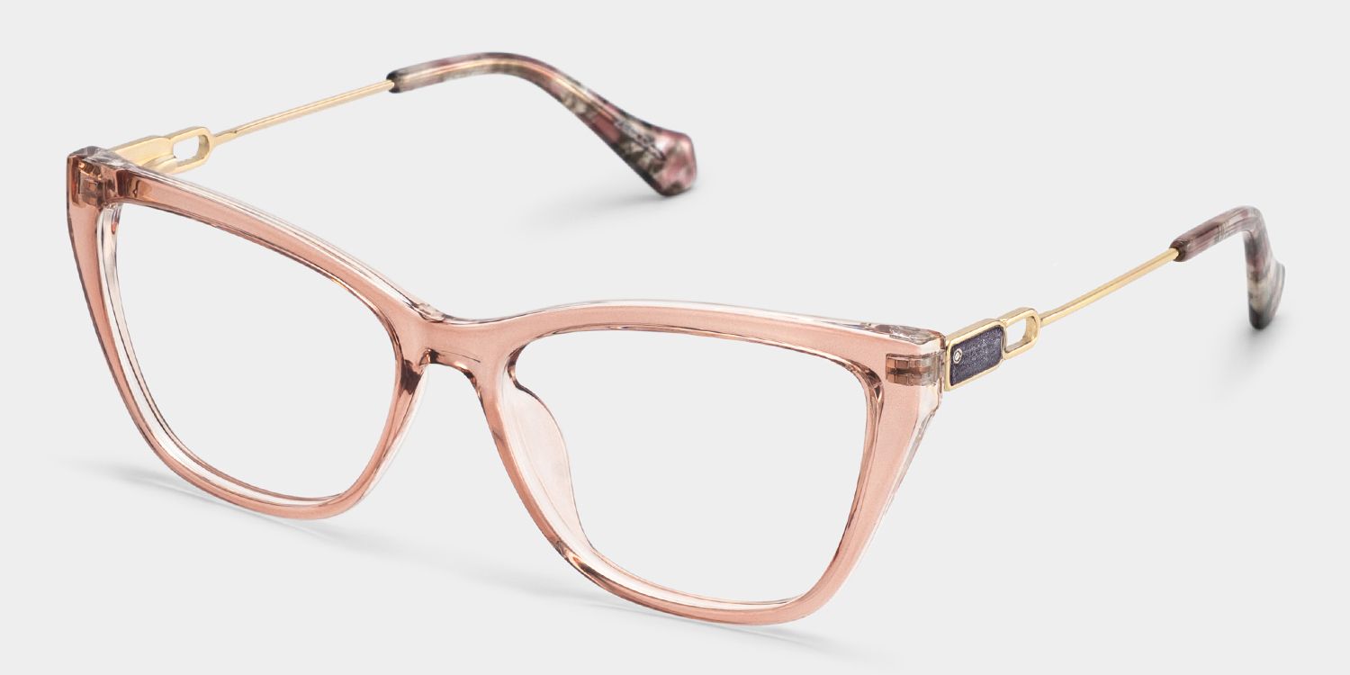 Celeste Beige Floral Cat Eye Glasses for Women | ZEELOOL3