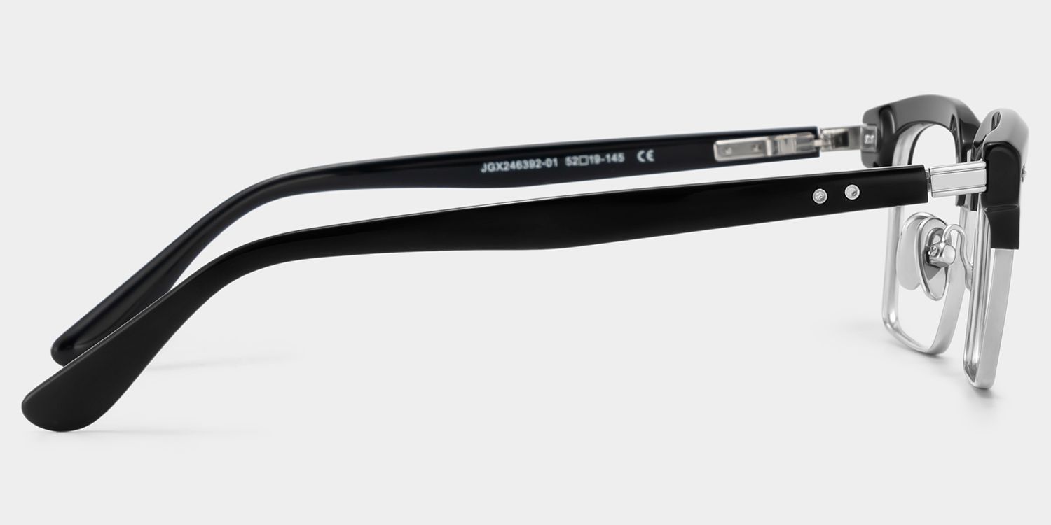 Landon Black and Silver Browline Glasses for Men | ZEELOOL