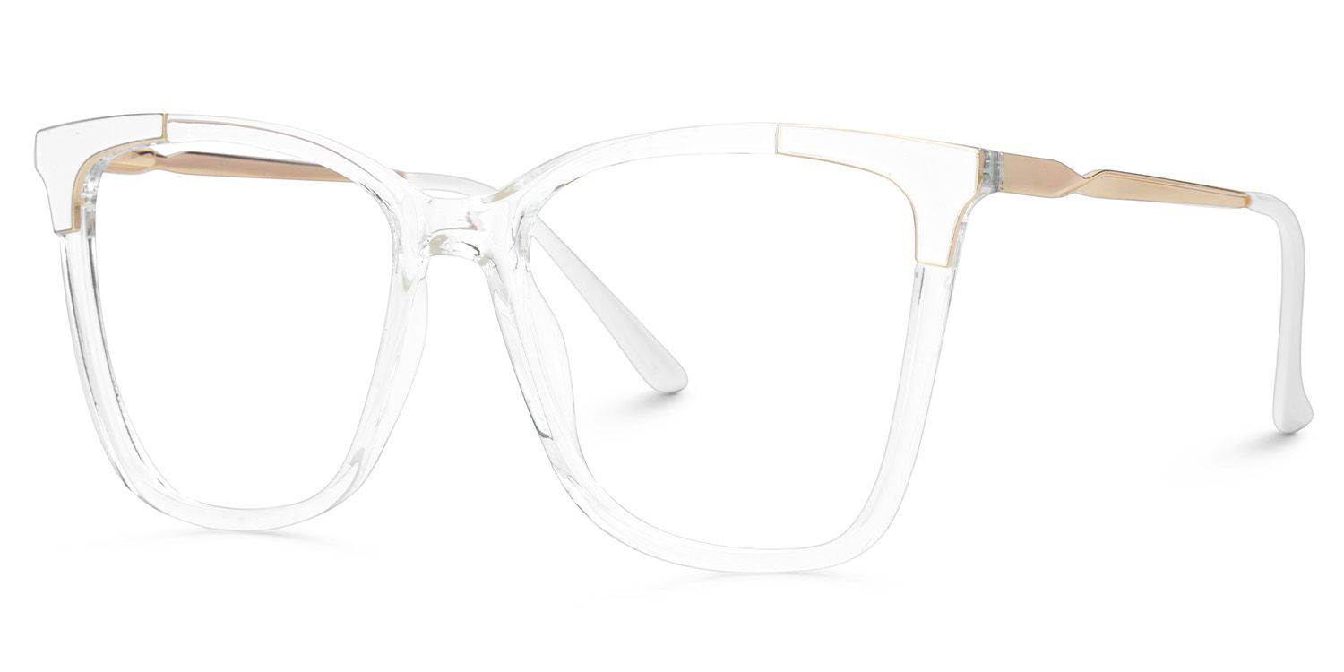 Transparent Glasses Square Shape With White Corner Frame Design2
