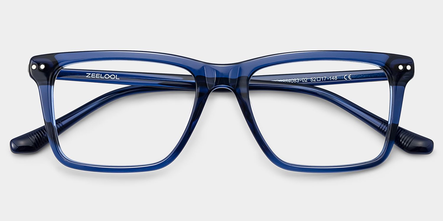 Harper Blue Frame Prescription Glasses with Rectangle Shape | ZEELOOL2