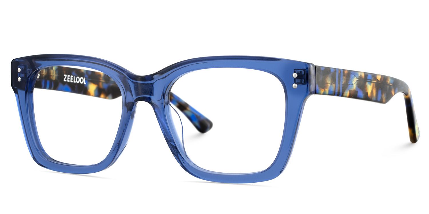Gaydeh Transparent Blue Glasses With Rectangle Shape | Zeelool3