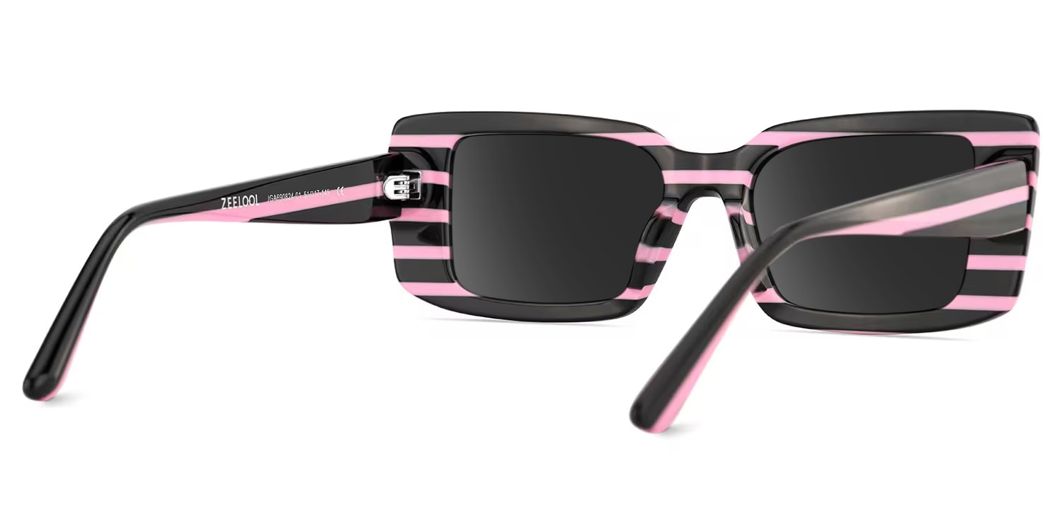 Gleam Rectangle Black Pink Sunglasses4