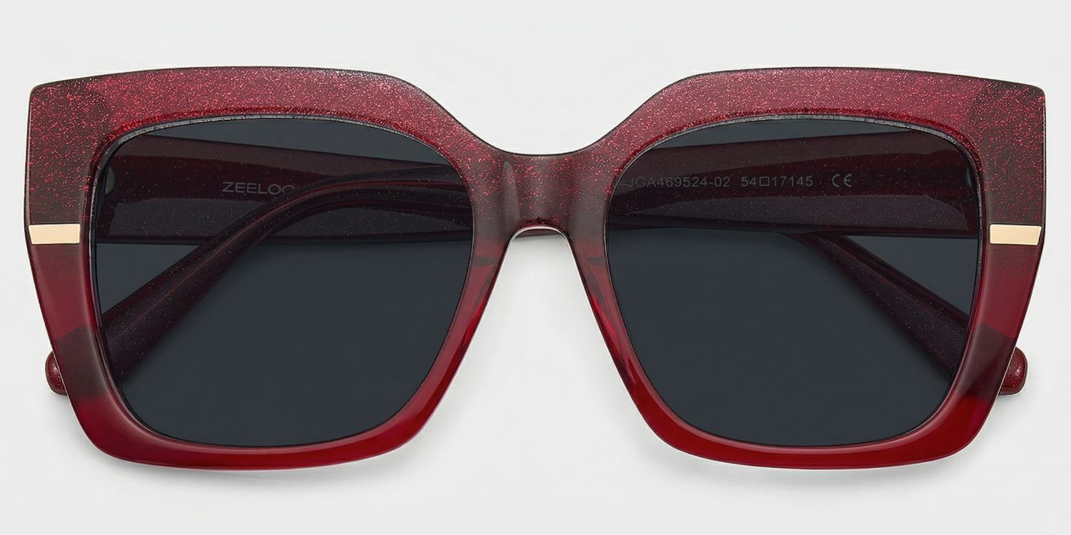 Mavis Square Burgundy Glasses Frames with Glittering Powder| ZEELOOL1