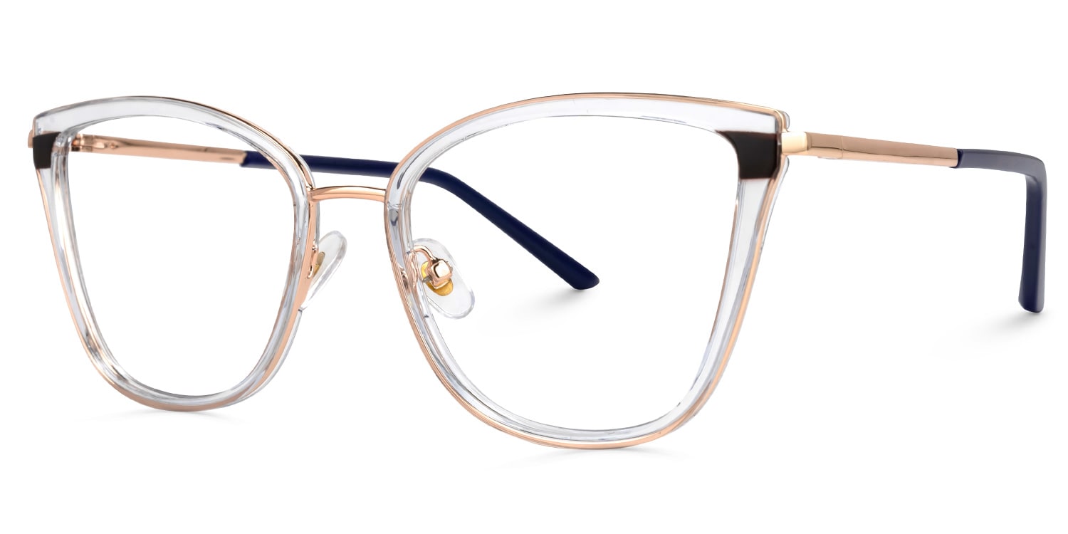 カズオ　シライシ Cateye Azrym Blue Glasses deals -Zeelool Glasses
