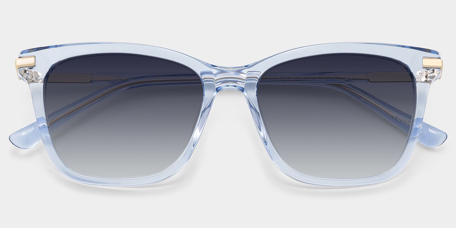 Eliot Clear Blue Rectangle Polarized Sunglasses for Driving | ZEELOOL